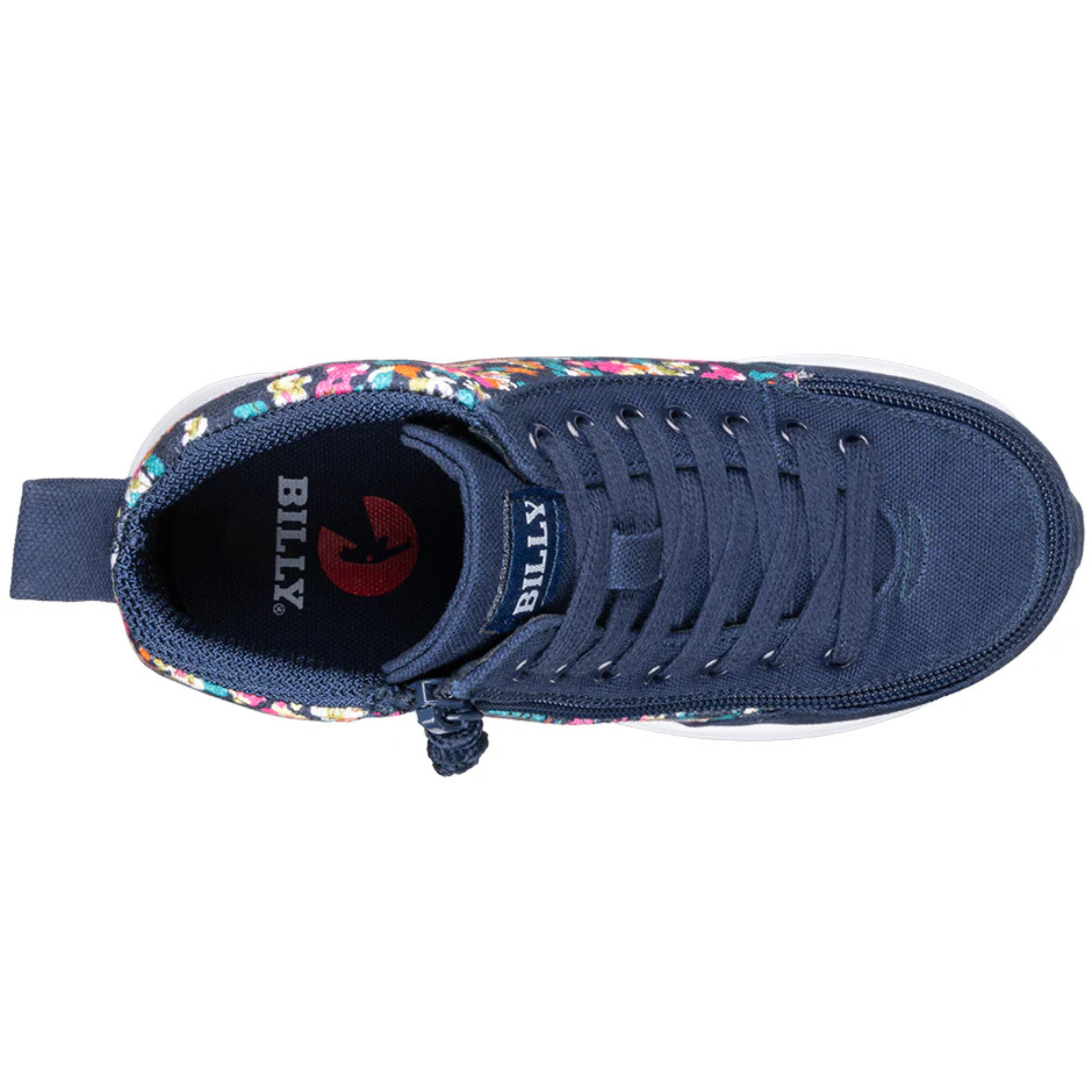 Billy Footwear (Kids) - High Top Goat Navy Floral Shoes