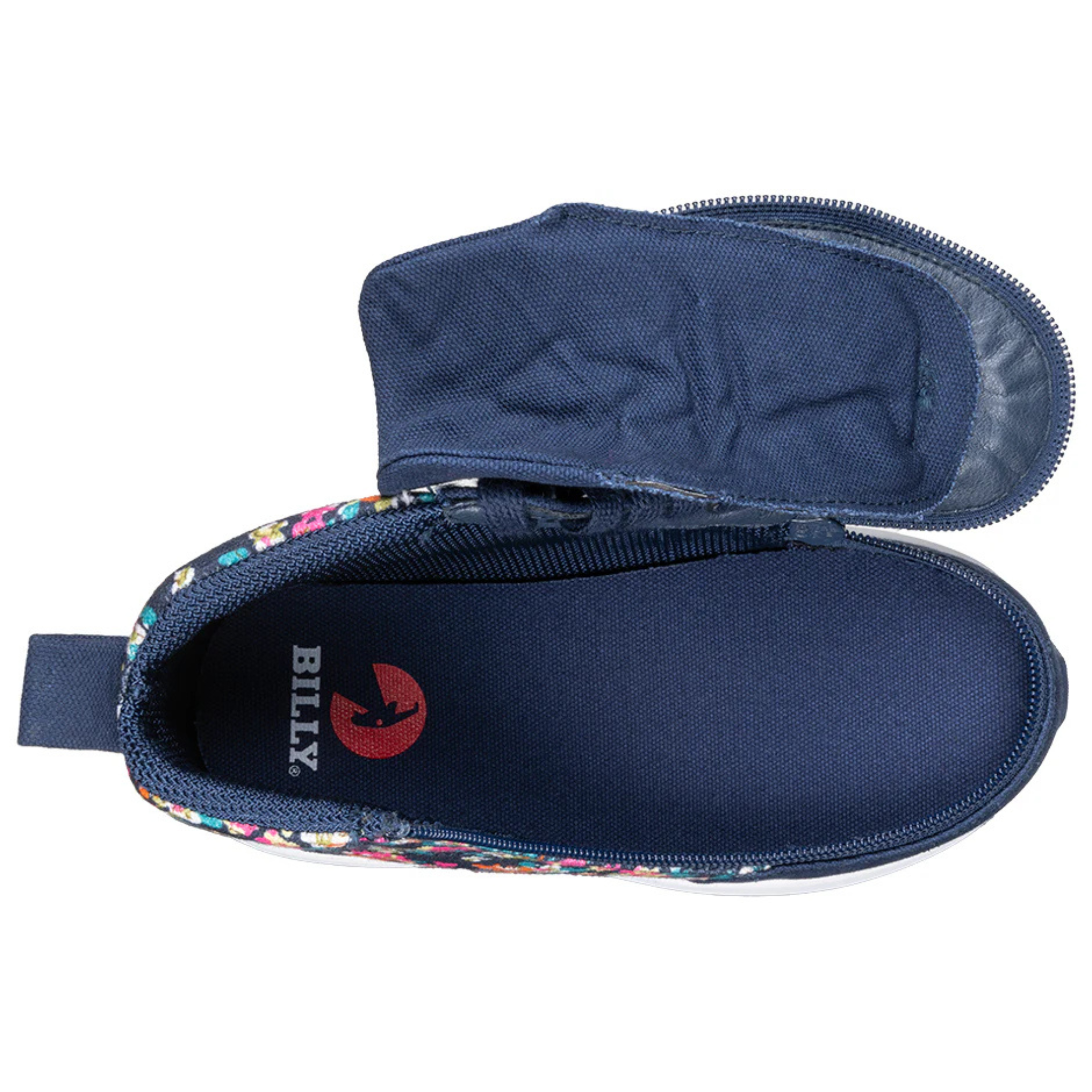 Billy Footwear (Kids) - High Top Goat Navy Floral Shoes