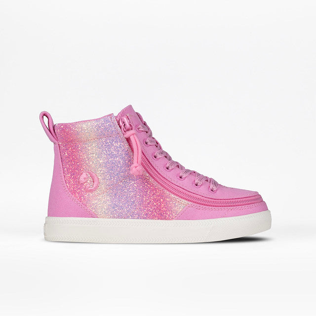 Billy Footwear (Toddlers) - High Top Pink Glitz Canvas Shoes