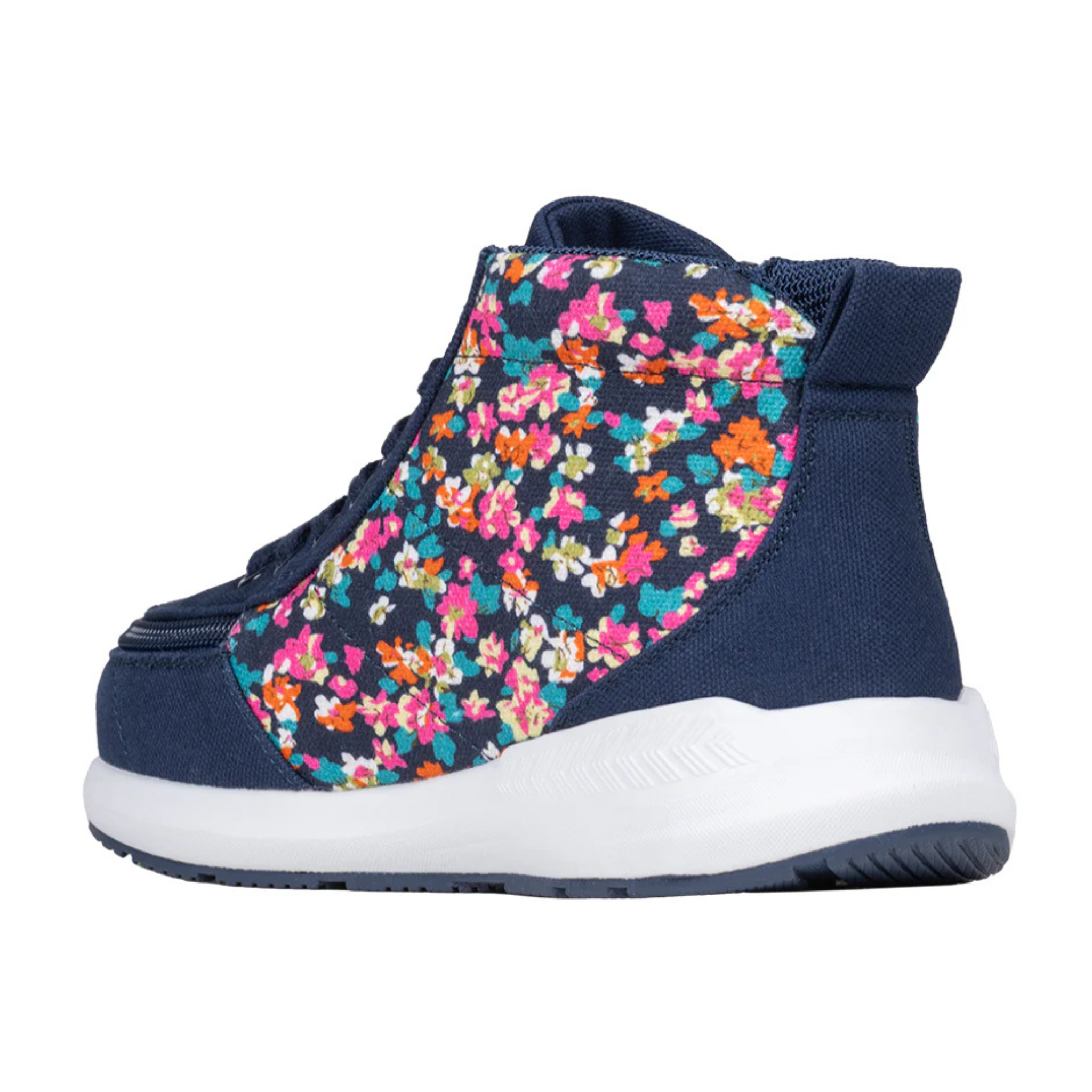 Billy Footwear (Kids) - High Top Goat Navy Floral Shoes
