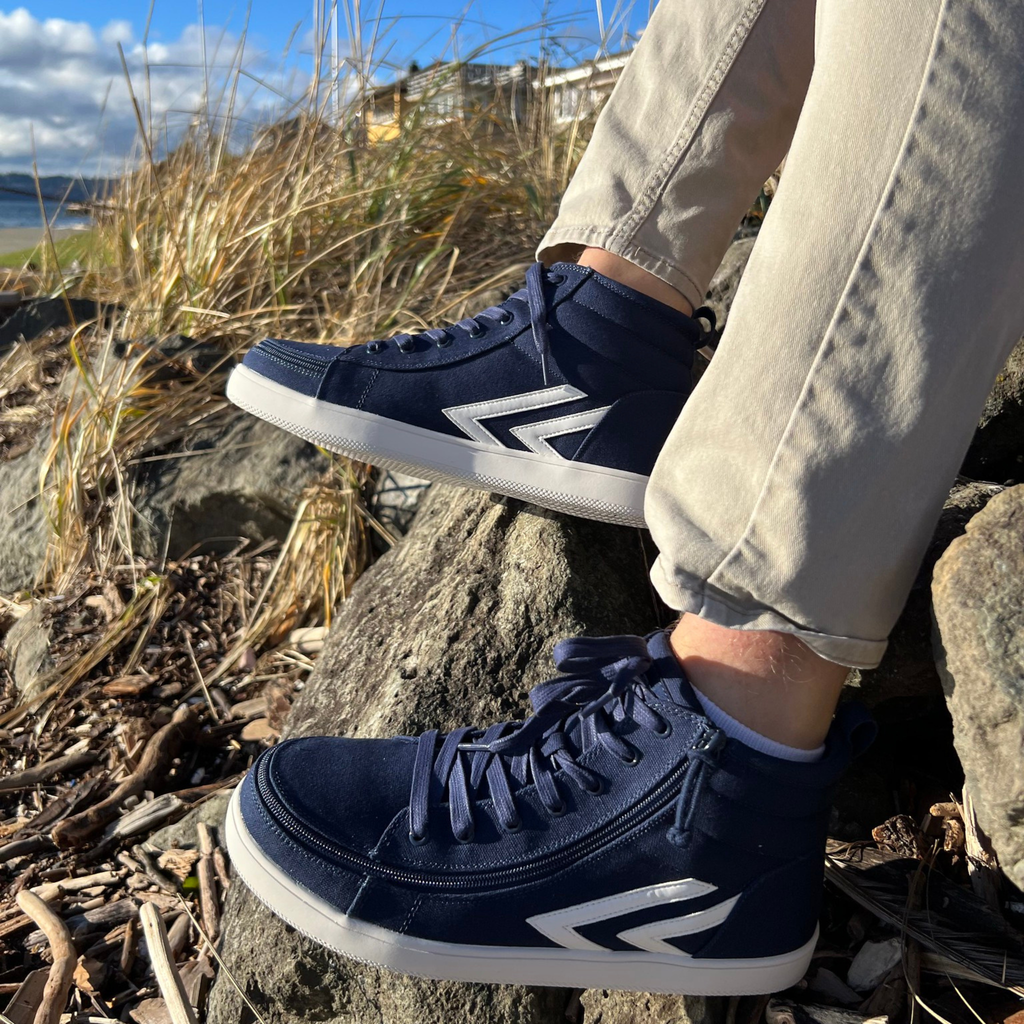 Billy Footwear (Mens) - High Top Navy White CS Canvas Shoes