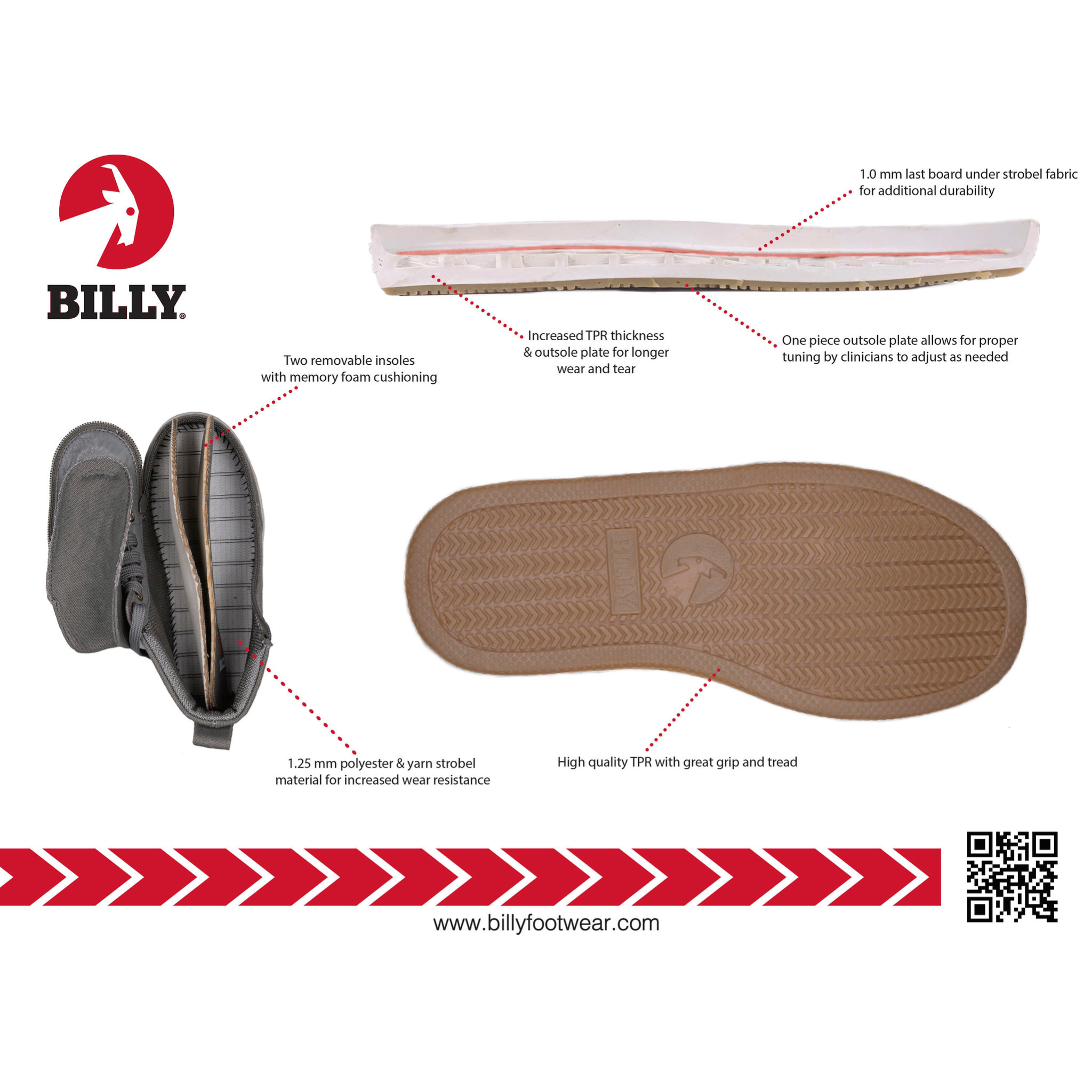 Billy Footwear (Kids) DR II Fit - High Top Red Canvas Shoes