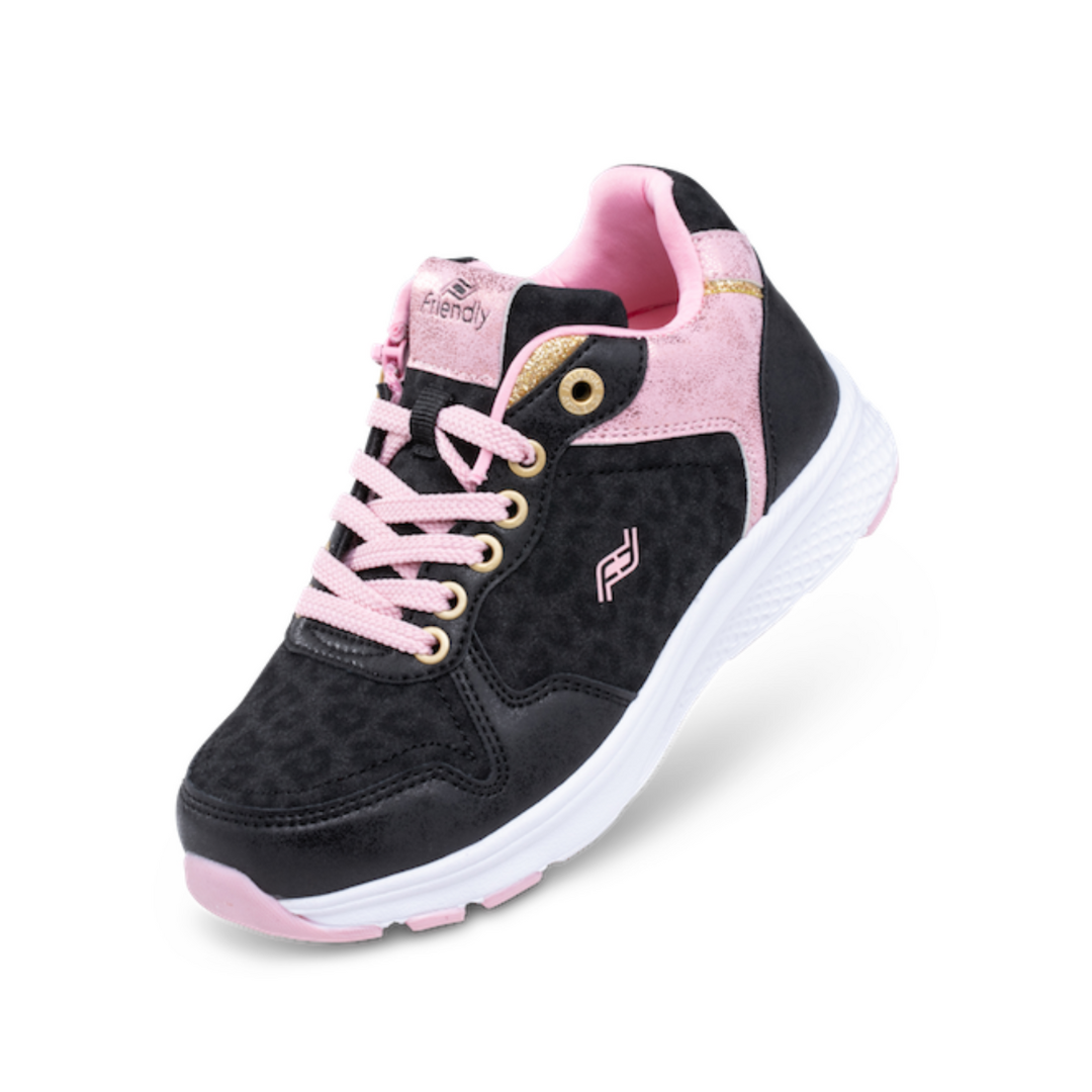 Friendly Shoes (Kids) - Excursion Black Leopard Dahlia Pink