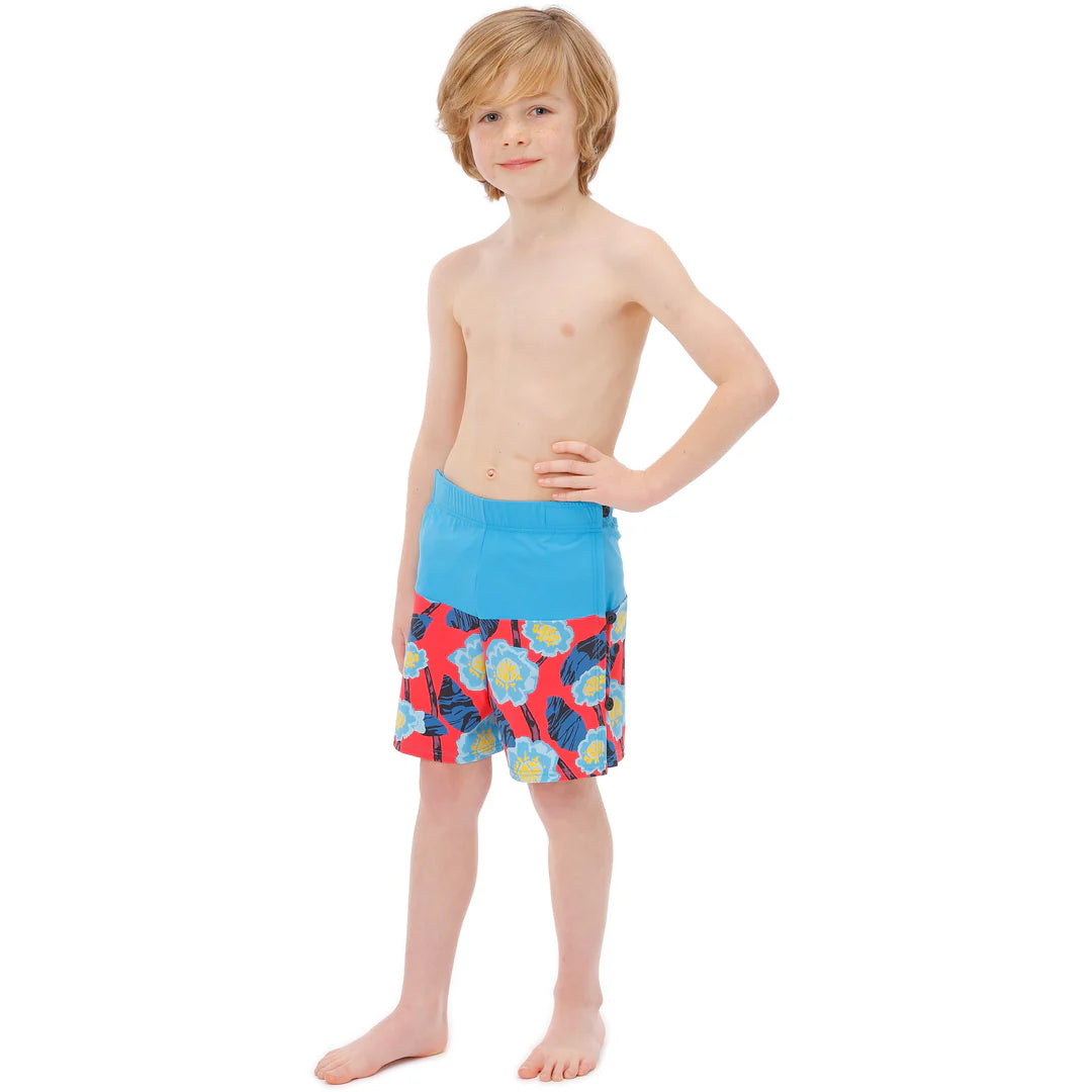 Kes-Vir - Boys Swim Wrap Shorts Floral Blue