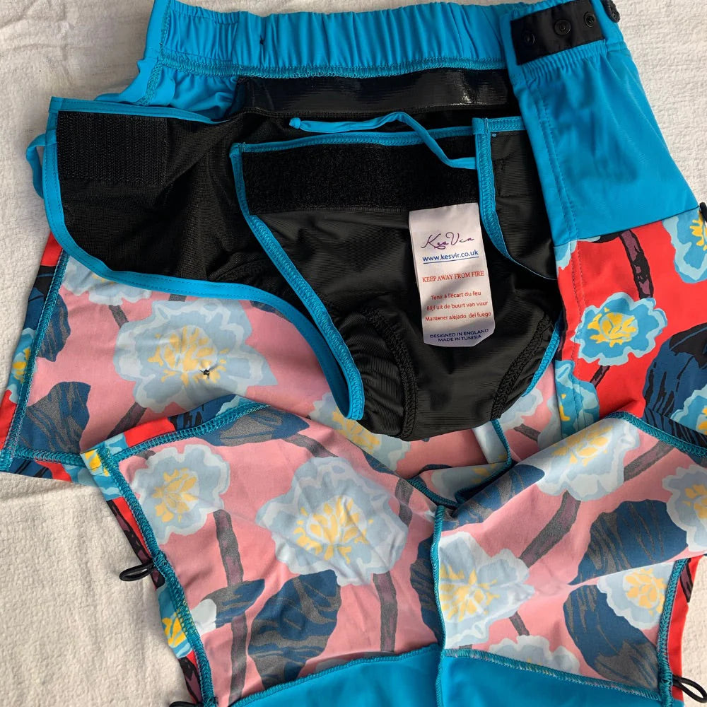 Kes-Vir - Boys Swim Wrap Shorts Floral Blue