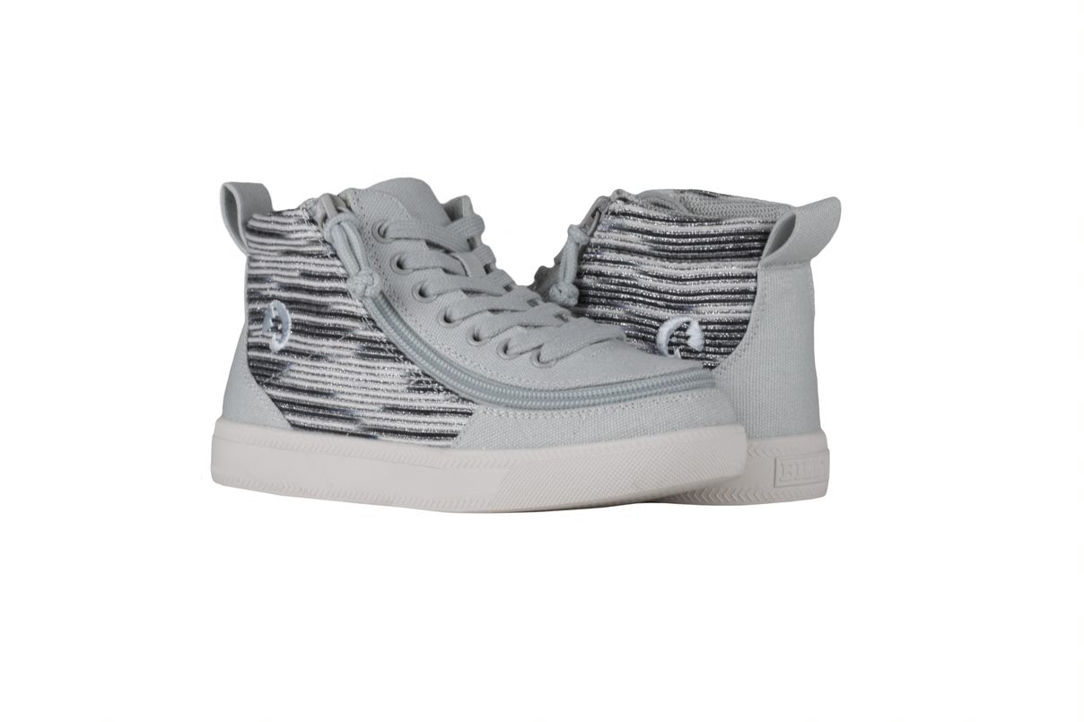 Billy Footwear (Kids) WDR Fit - High Top Silver Streak Canvas Shoes