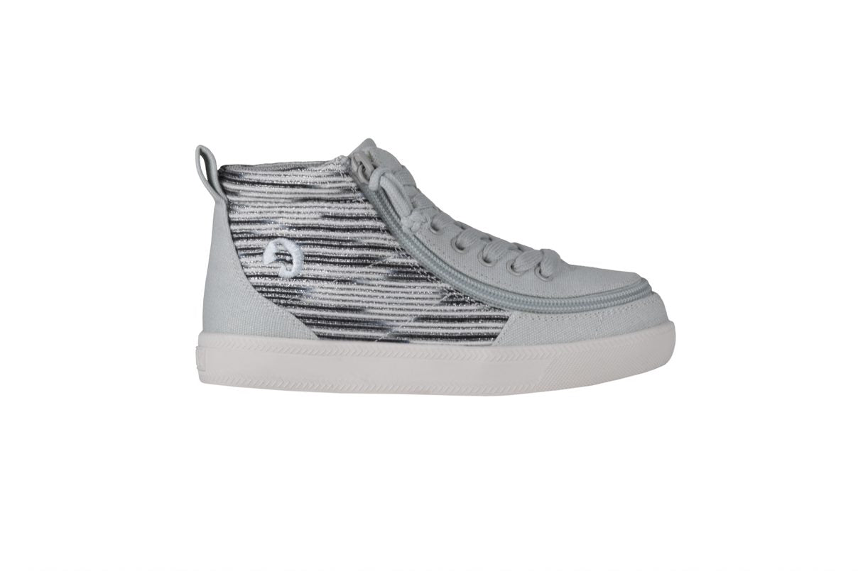Billy Footwear (Kids) WDR Fit - High Top Silver Streak Canvas Shoes