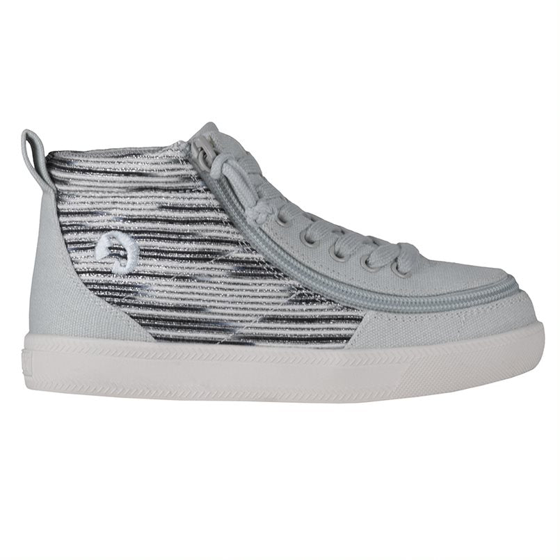 Billy Footwear (Kids) WDR Fit - High Top Silver Streak Canvas Shoes