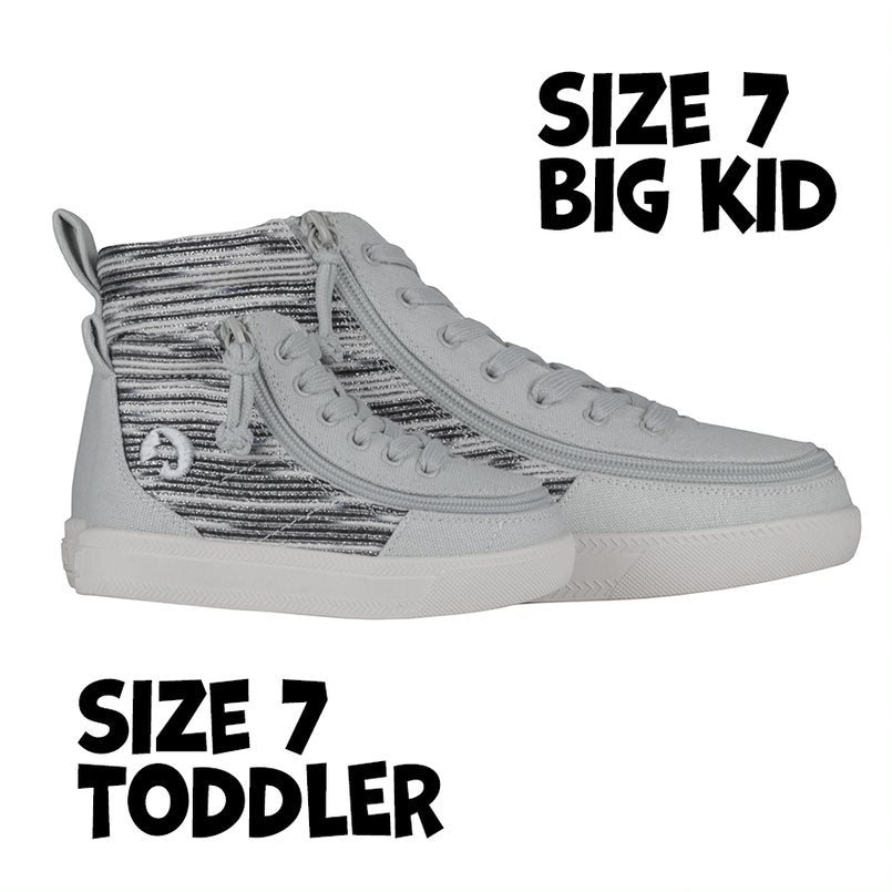 Billy Footwear (Kids) WDR Fit - High Top Silver Streak Canvas Shoes