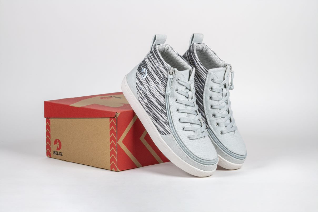 Billy Footwear (Kids) WDR Fit - High Top Silver Streak Canvas Shoes