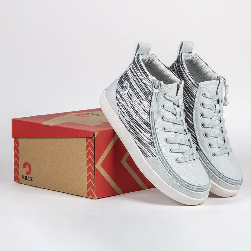 Billy Footwear (Kids) WDR Fit - High Top Silver Streak Canvas Shoes