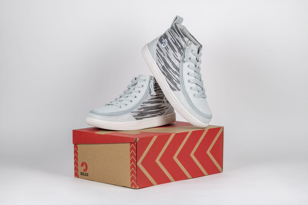 Billy Footwear (Kids) WDR Fit - High Top Silver Streak Canvas Shoes