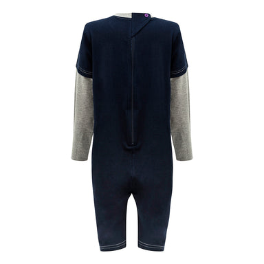 KayCey_adaptive_clothing_for_special_needs_kids_and_older_children_zip_navy_grey_back_of_jumpsuit
