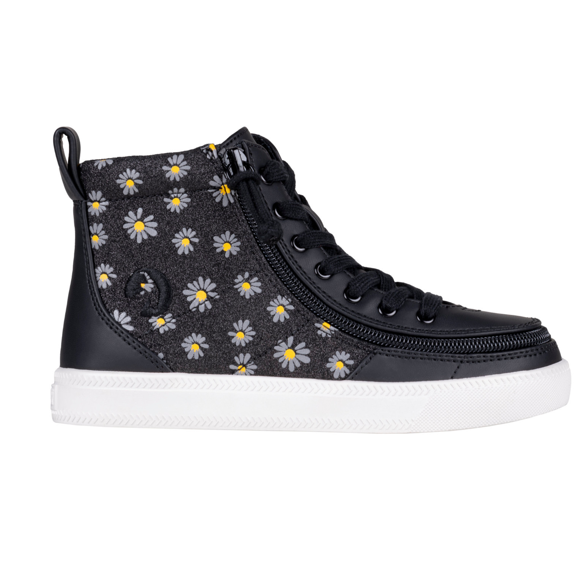 Billy Footwear (Kids) - High Top Black Daisy Faux Leather Shoes