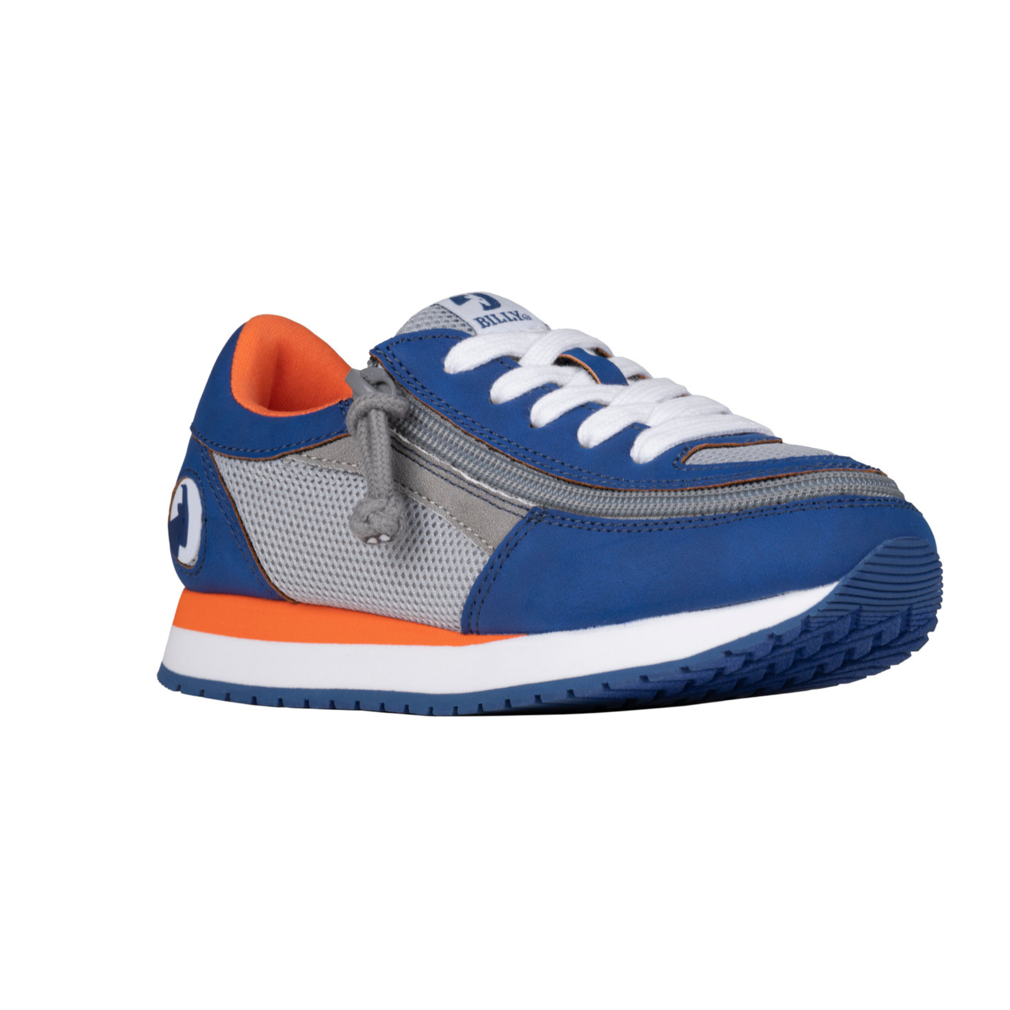 Billy Footwear (Kids) - Navy / Orange Faux Suede Trainers