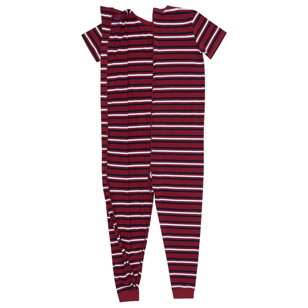 KayCey®Z Secret Zip Back Jumpsuits - Short Sleeve / Ankle Length Stripes