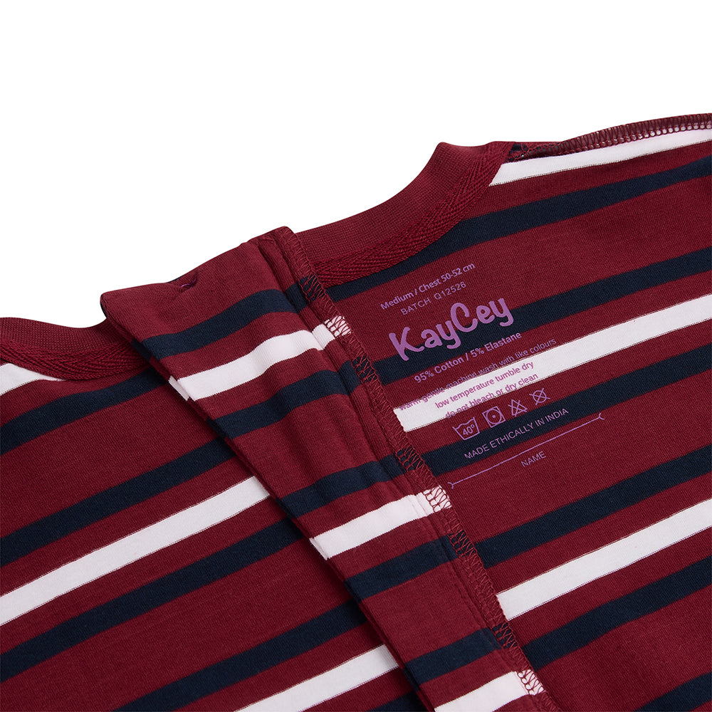 KayCey®Z Secret Zip Back Jumpsuits - Short Sleeve / Ankle Length Stripes
