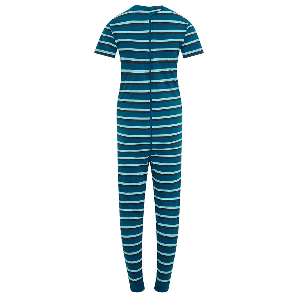 KayCey®Z Secret Zip Back Jumpsuits - Short Sleeve / Ankle Length Stripes