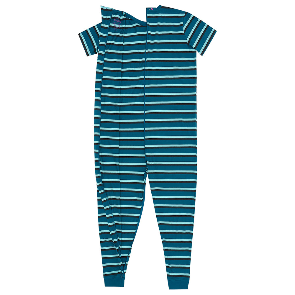 KayCey®Z Secret Zip Back Jumpsuits - Short Sleeve / Ankle Length Stripes