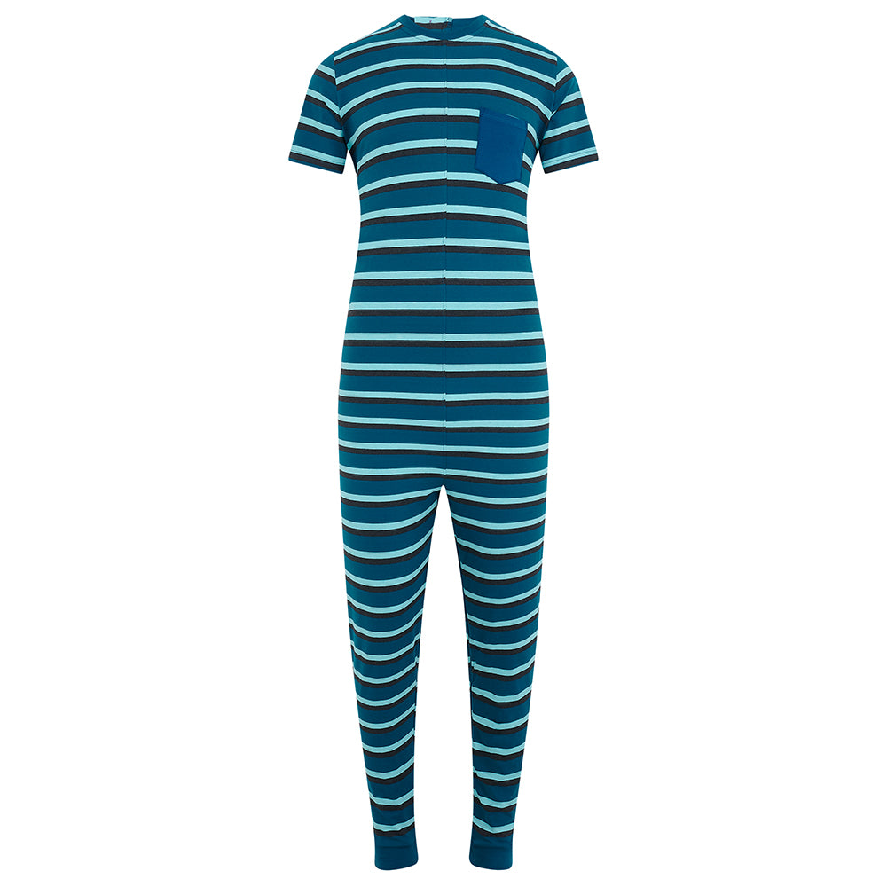 KayCey®Z Secret Zip Back Jumpsuits - Short Sleeve / Ankle Length Stripes