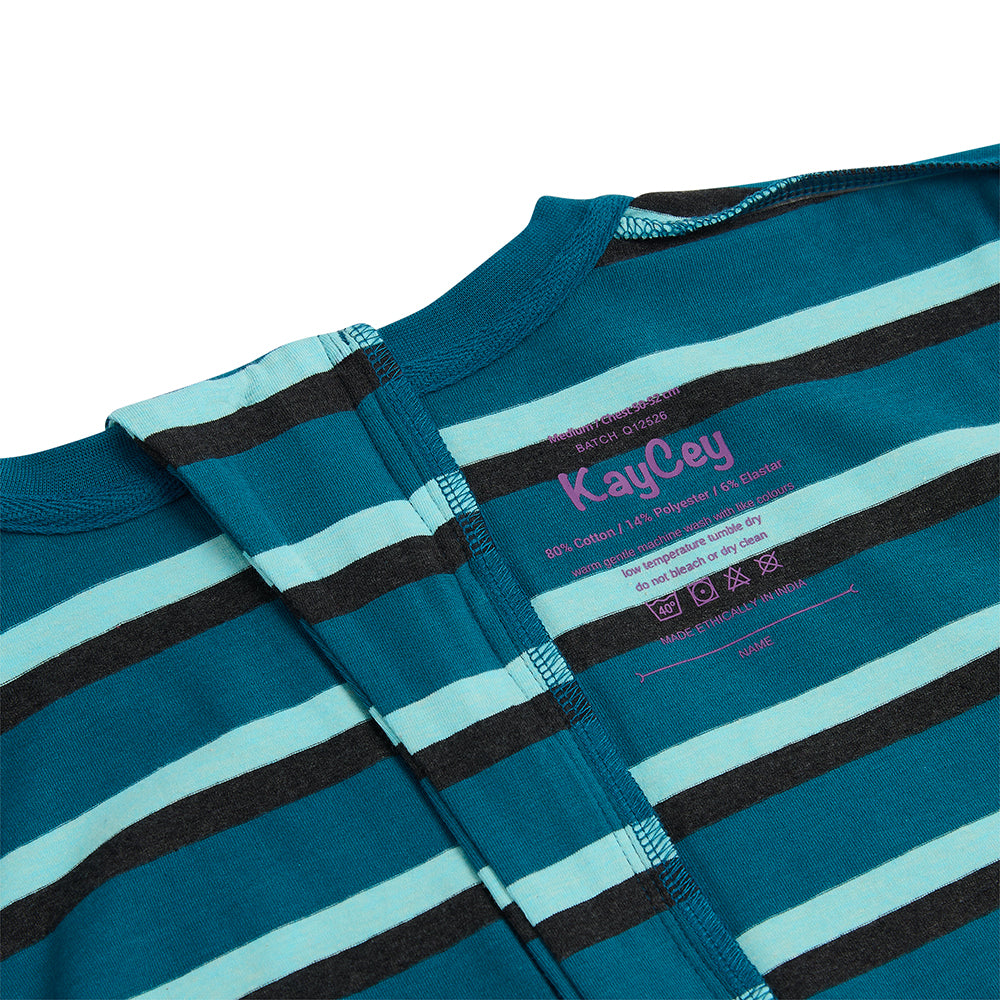 KayCey®Z Secret Zip Back Jumpsuits - Short Sleeve / Ankle Length Stripes