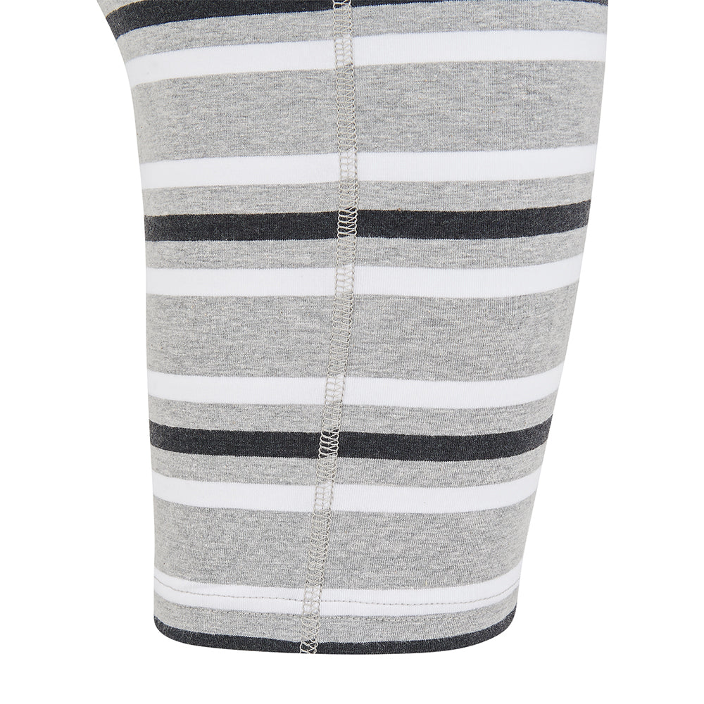 KayCey® Signature Stripes Short Sleeve Knee Length Zip Back Jumpsuit
