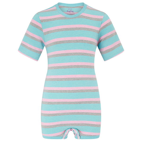 KayCey®P Popper Vest Bodysuit (Kids) - Short Sleeve Lite Stripes