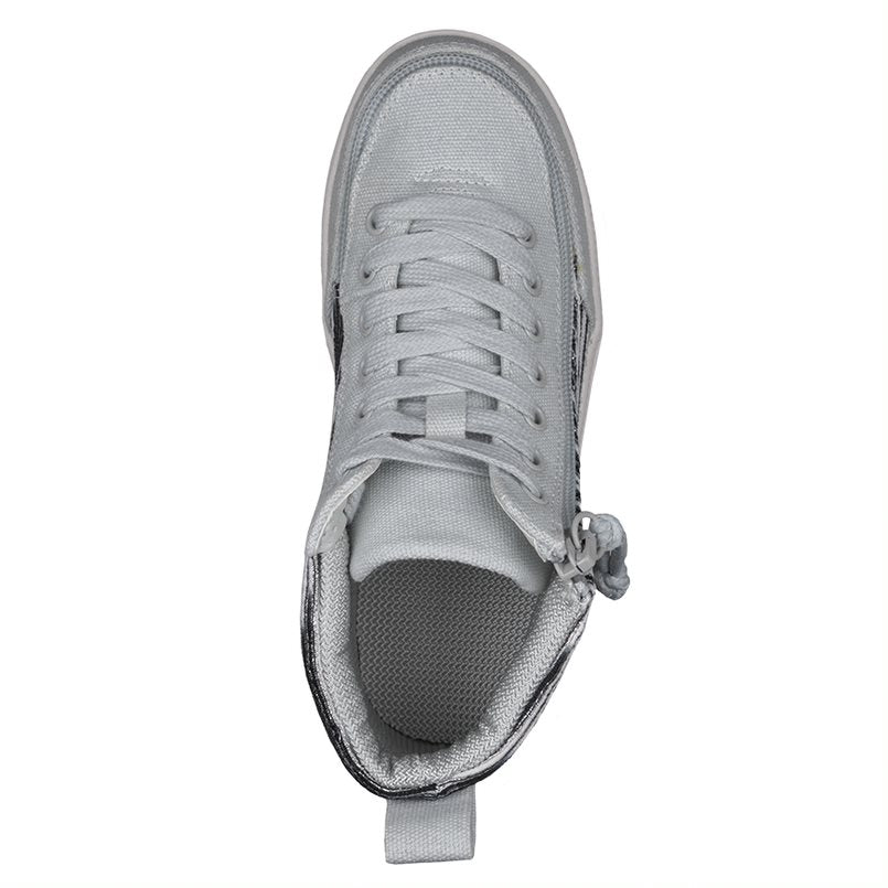 Billy Footwear (Kids) DR Fit - High Top DR Silver Streak Canvas Shoes